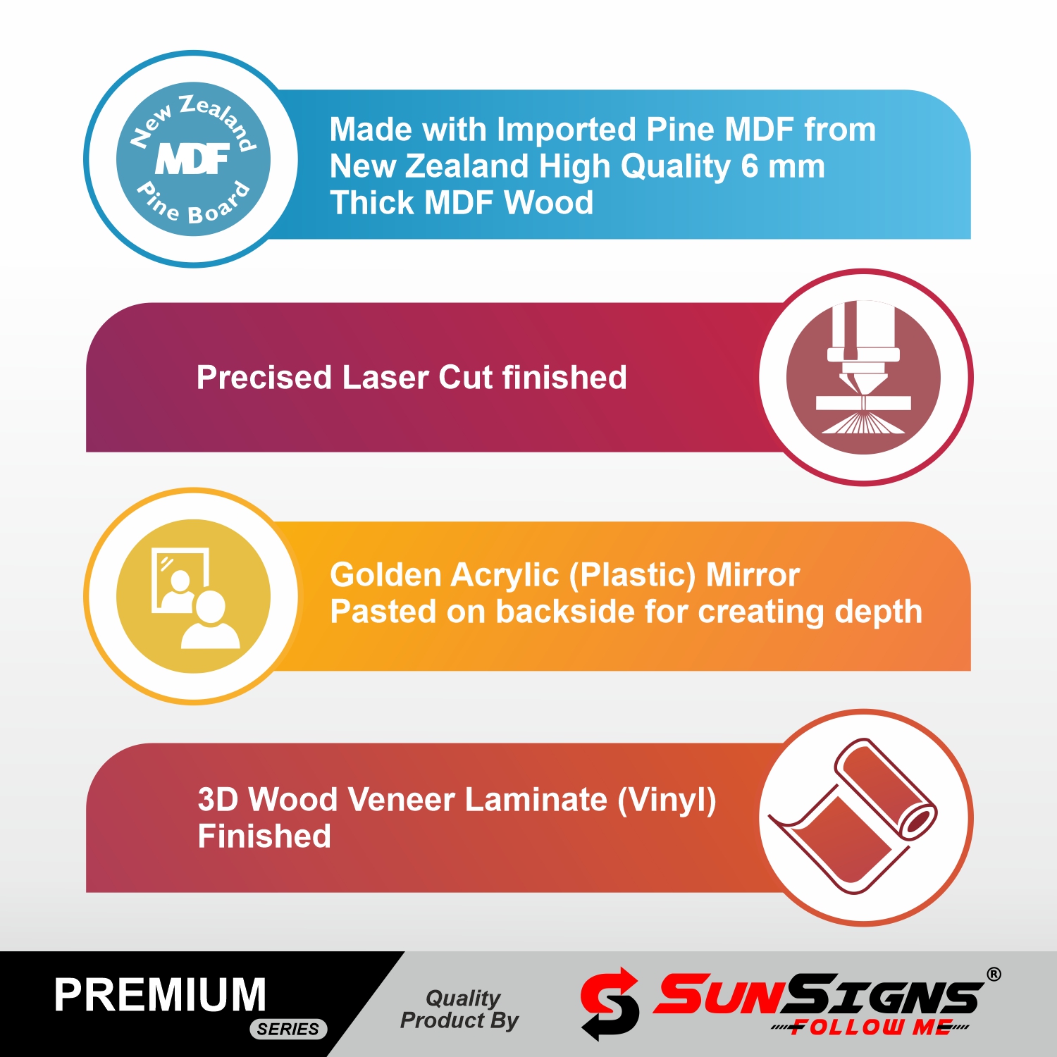 SUNSIGNS Workplace Signages 4 x 4 inch MDF_3