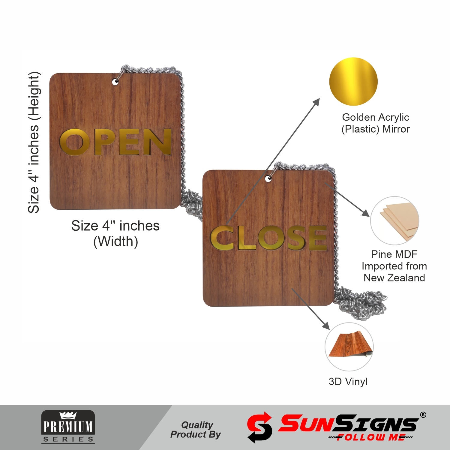 SUNSIGNS Workplace Signages 4 x 4 inch MDF_3