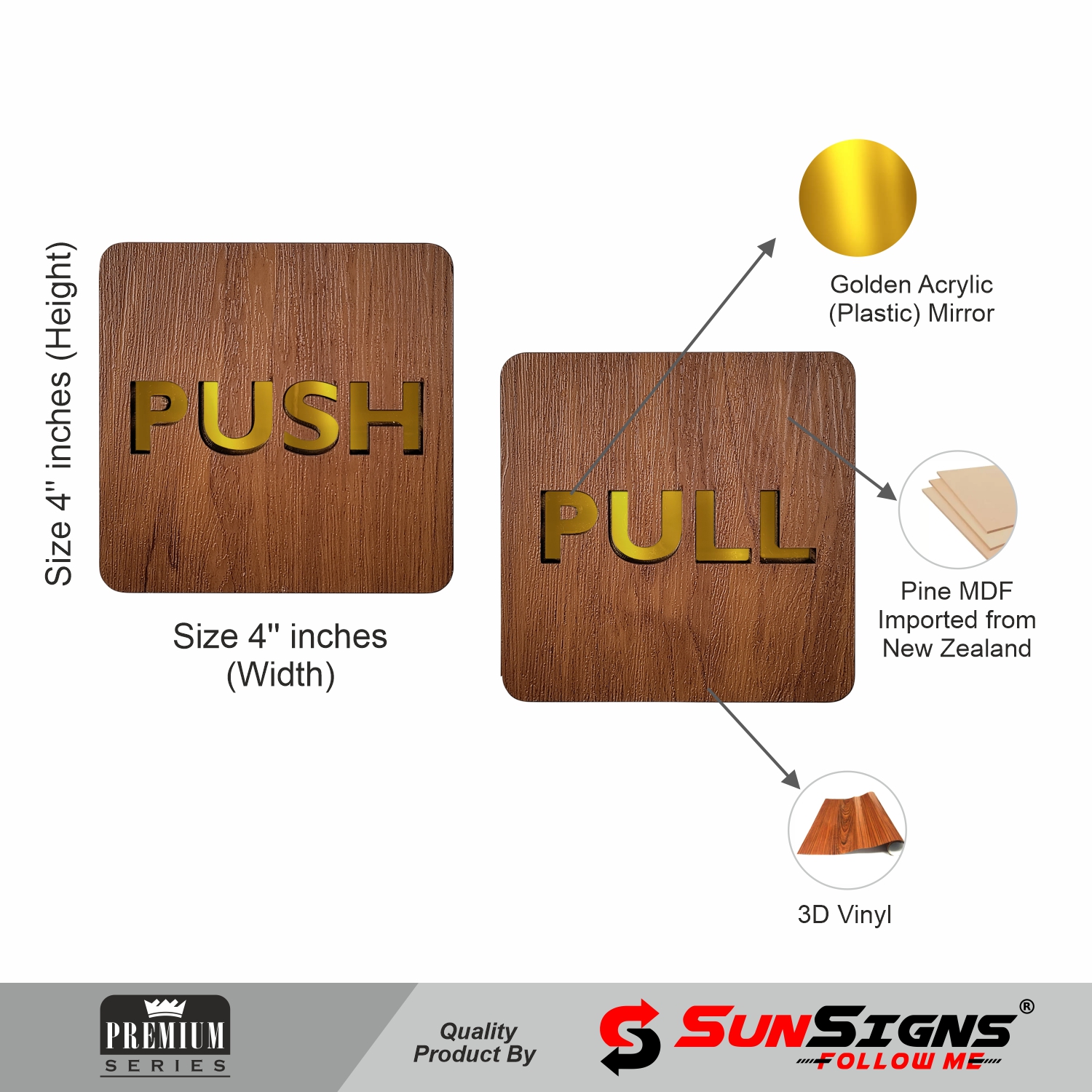 SUNSIGNS Workplace Signages 4 x 4 inch MDF_2