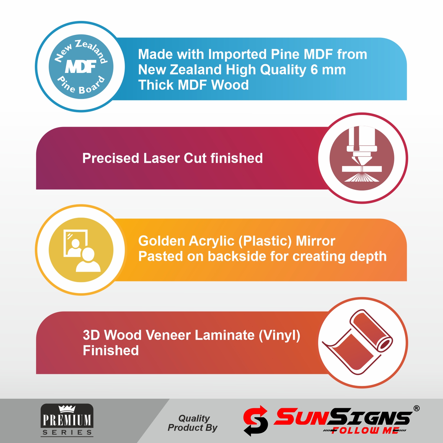 SUNSIGNS Workplace Signages 4 x 4 inch MDF_3
