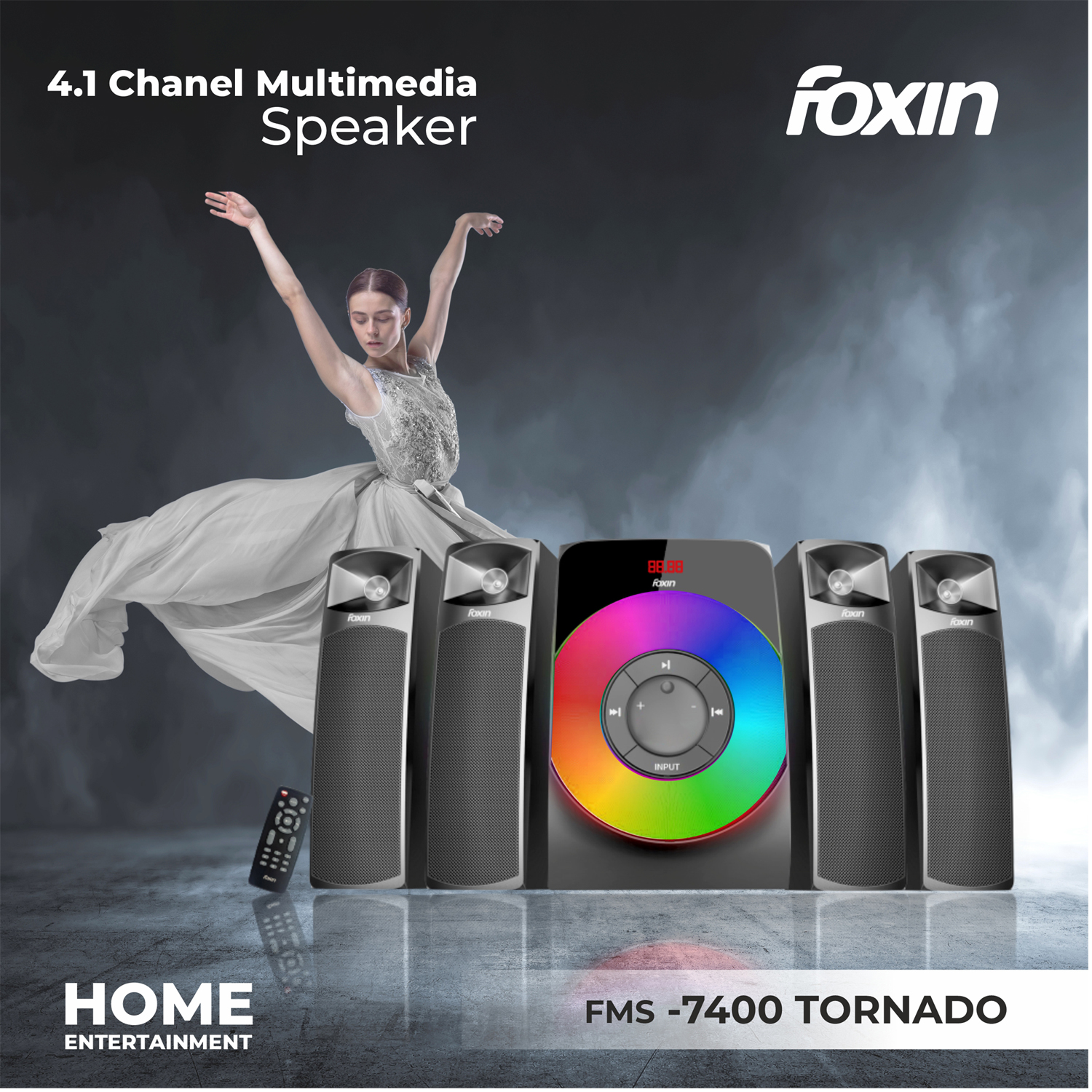 Foxin Tornado 110 Watt 4.1 FMS-7400 Home 110 W Multimedia Speaker USB, SD Card, FM, AUX V5.0_1