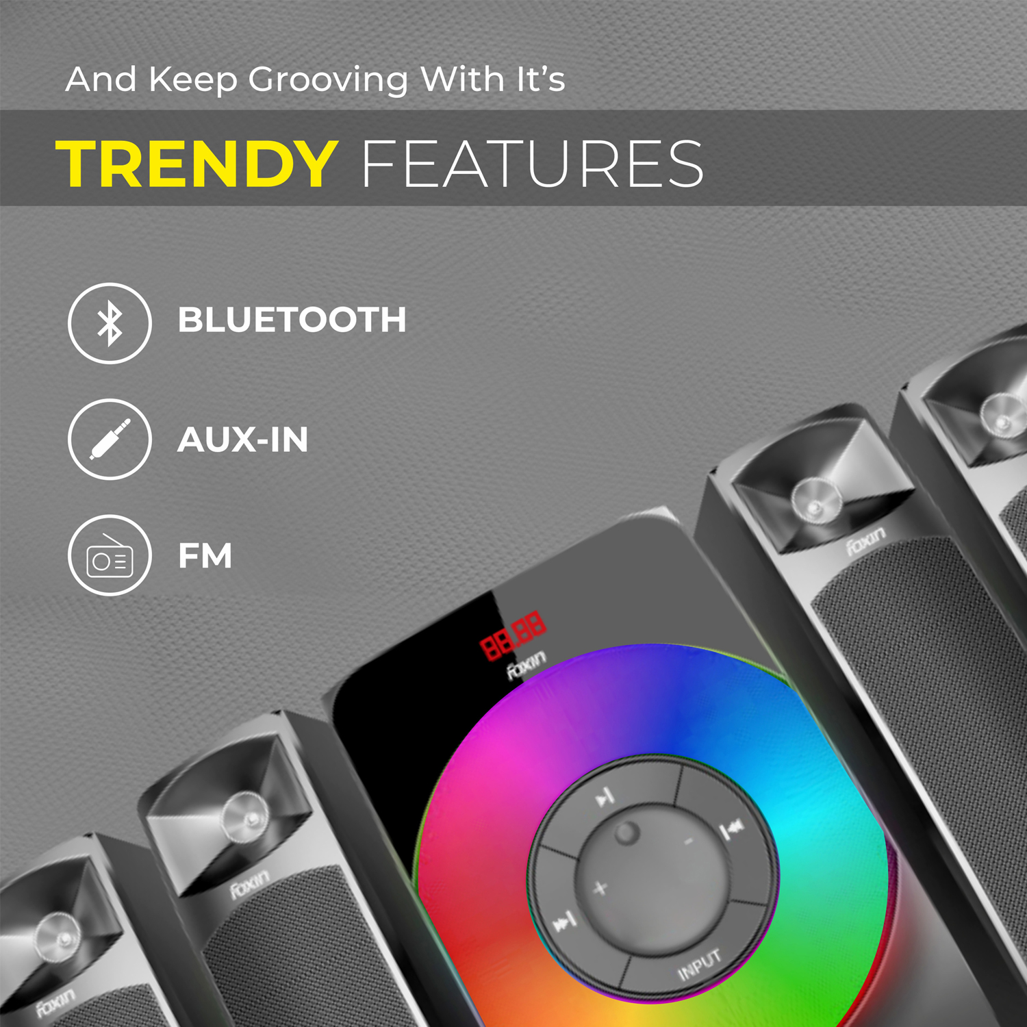 Foxin Tornado 110 Watt 4.1 FMS-7400 Home 110 W Multimedia Speaker USB, SD Card, FM, AUX V5.0_2