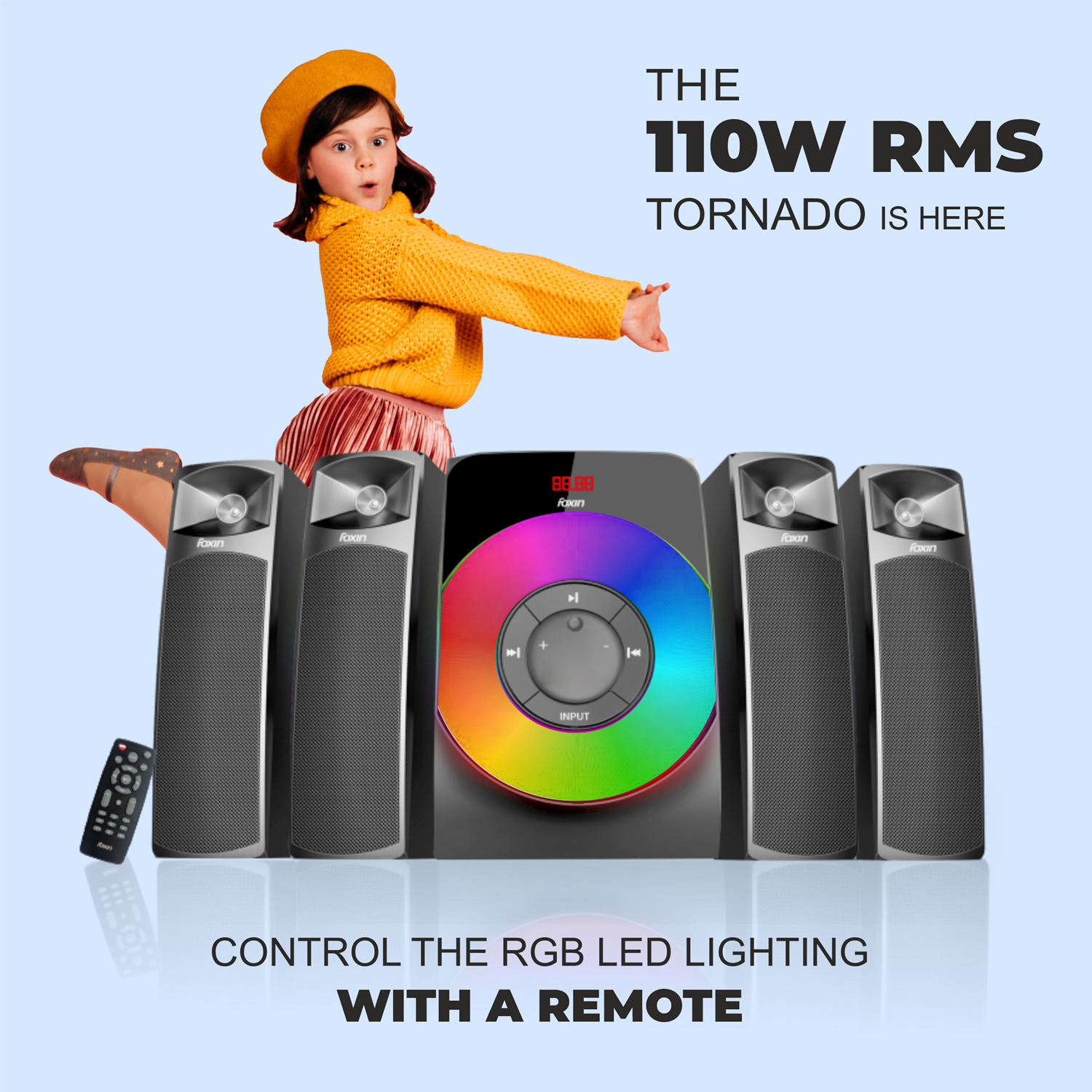 Foxin Tornado 110 Watt 4.1 FMS-7400 Home 110 W Multimedia Speaker USB, SD Card, FM, AUX V5.0_3