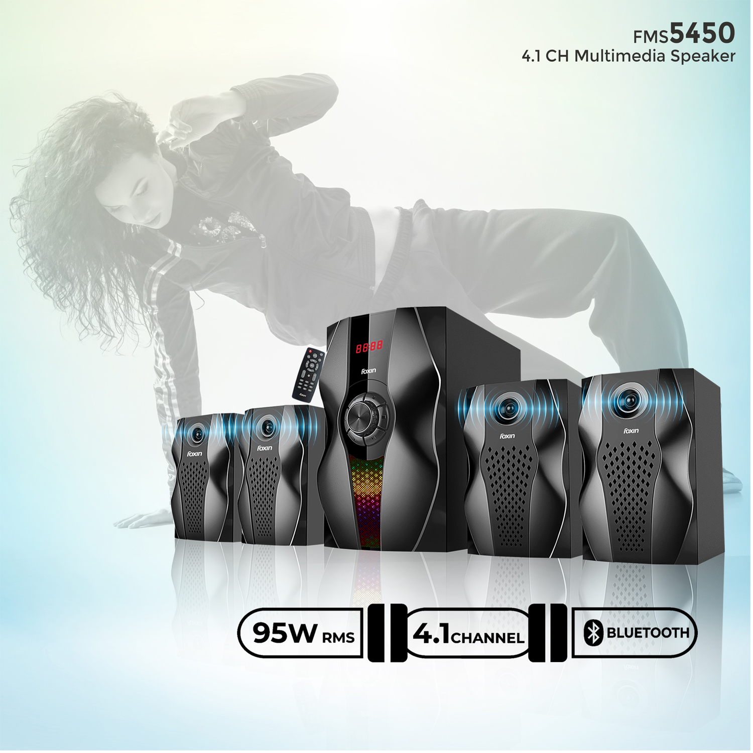 Foxin 95Watt 4.1 FMS 5450 Home 95 W Multimedia Speaker USB, SD Card, FM, AUX V5.0_1