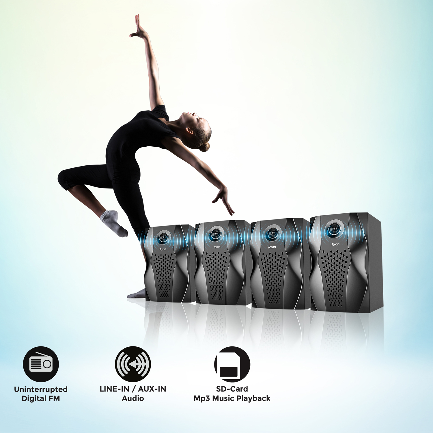 Foxin 95Watt 4.1 FMS 5450 Home 95 W Multimedia Speaker USB, SD Card, FM, AUX V5.0_2