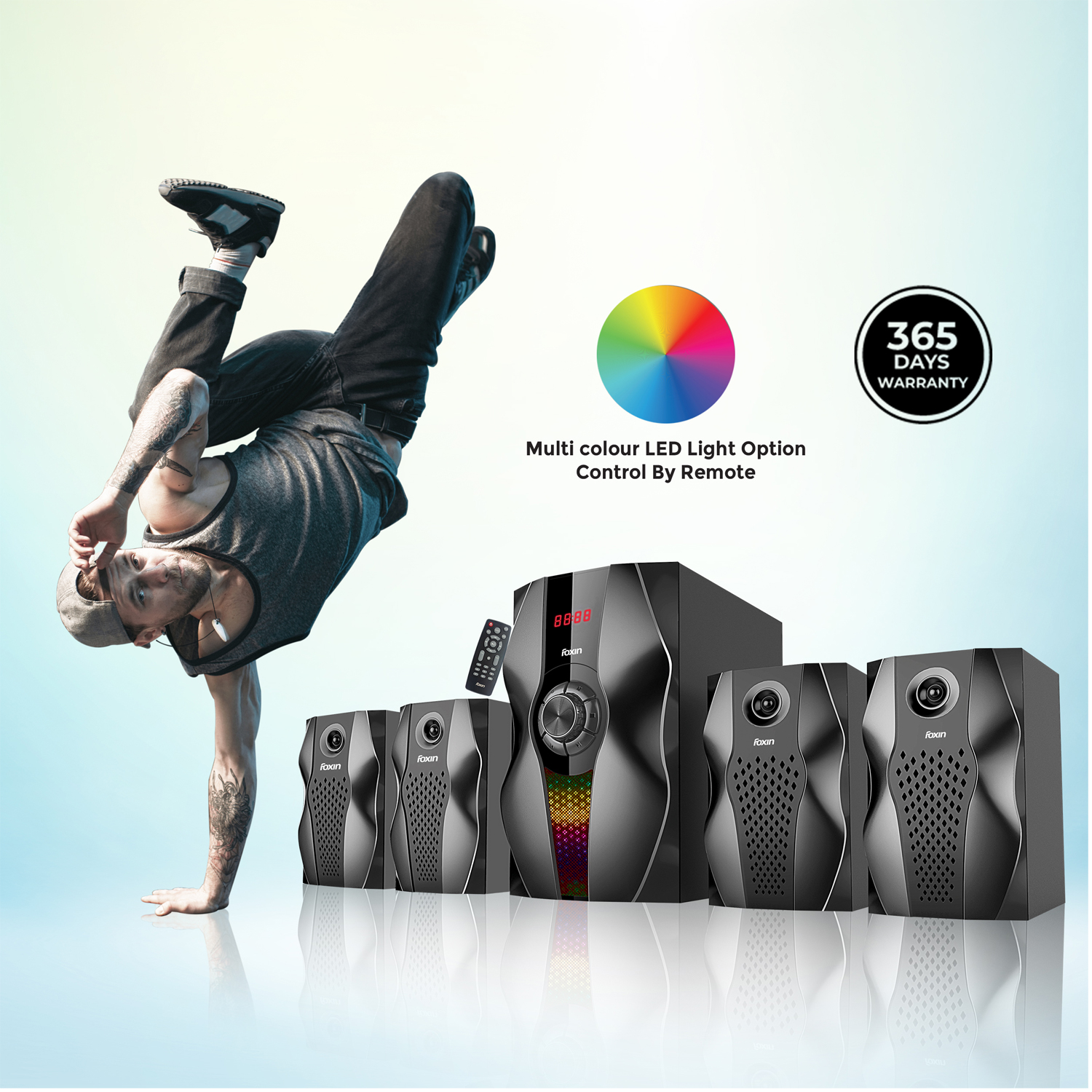 Foxin 95Watt 4.1 FMS 5450 Home 95 W Multimedia Speaker USB, SD Card, FM, AUX V5.0_3