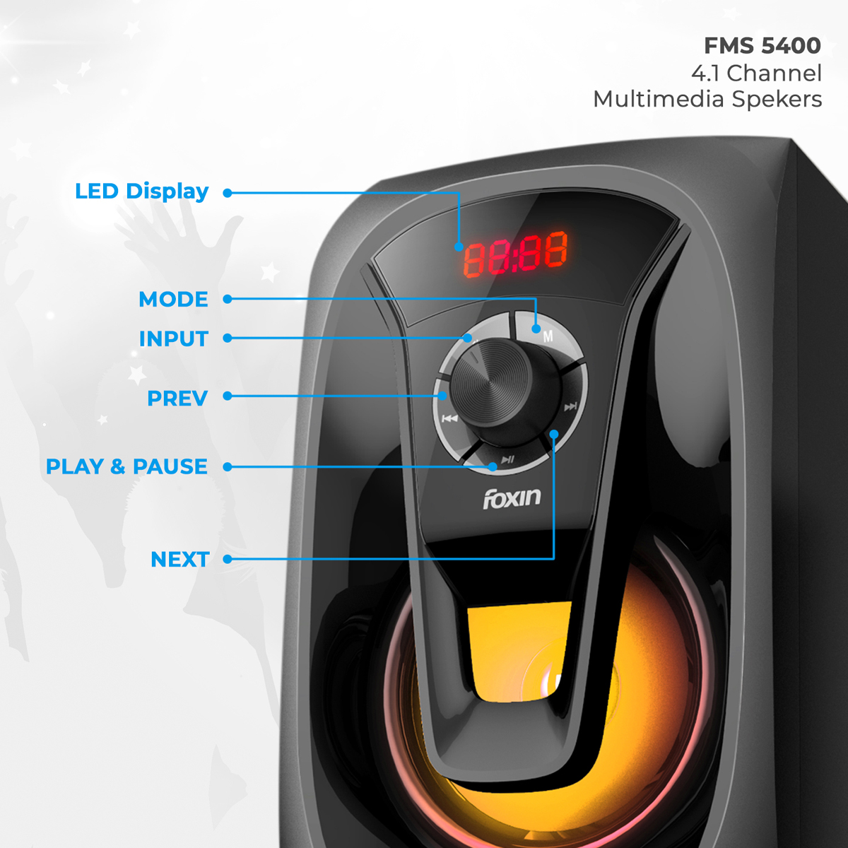 Foxin 90Watt 4.1 Channel FMS 5400 Home 90 W Multimedia Speaker USB, SD Card, FM, AUX V5.0_3