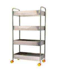 Stainless Steel 4 Shelves Vegetable Rack Trolley 50 kg_0