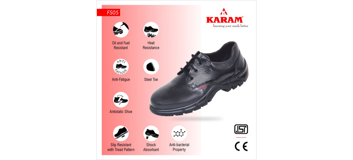 Karam FS05BL(SWSAPN) Full Grain Leather Steel Toe Safety Shoes Black_3