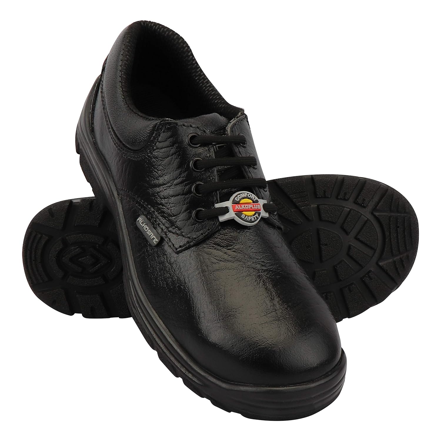 ALKO PLUS APS-1052 Full Grain Leather Steel Toe Safety Shoes Black_0
