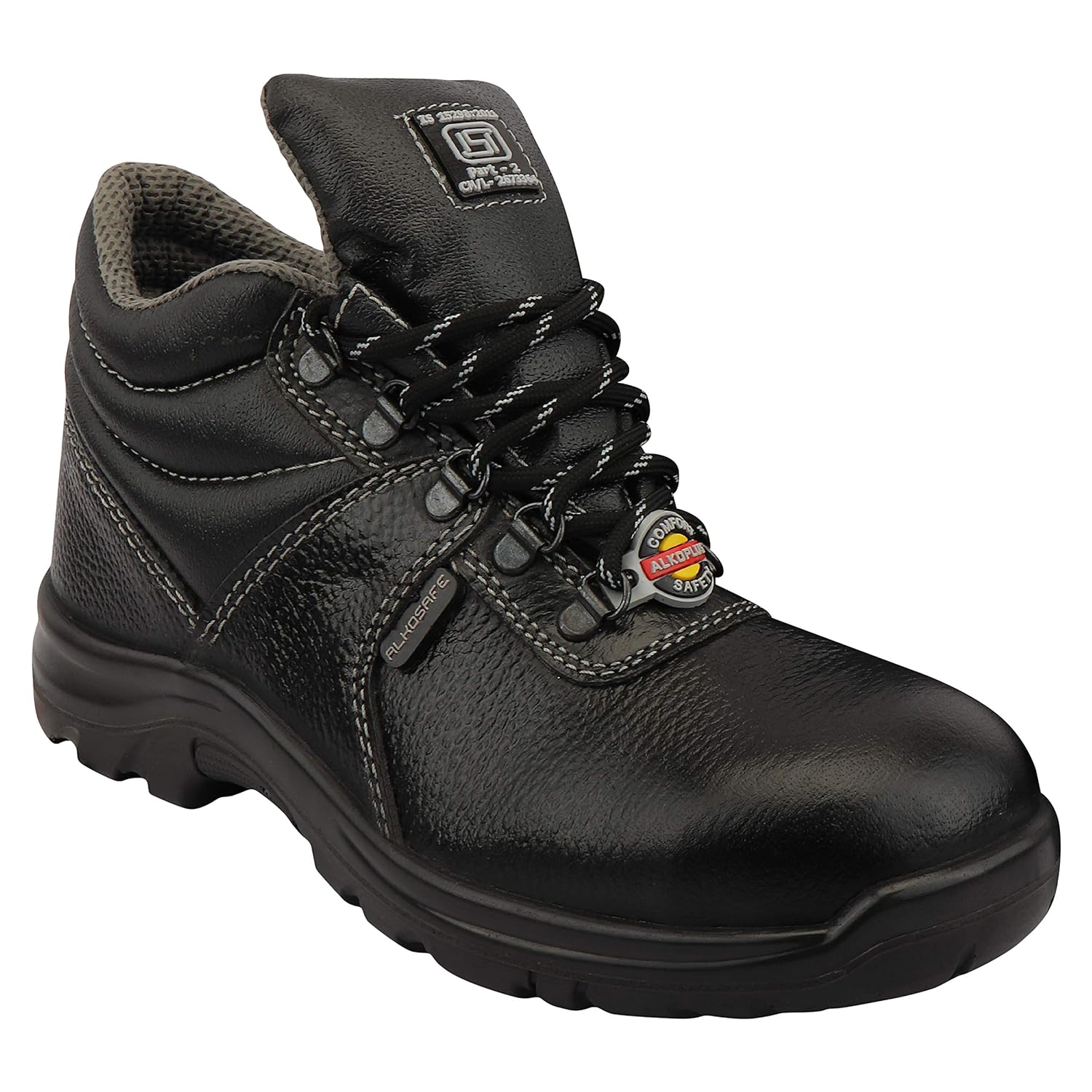 ALKO PLUS APS-1091 Full Grain Leather Steel Toe Safety Shoes Black_2