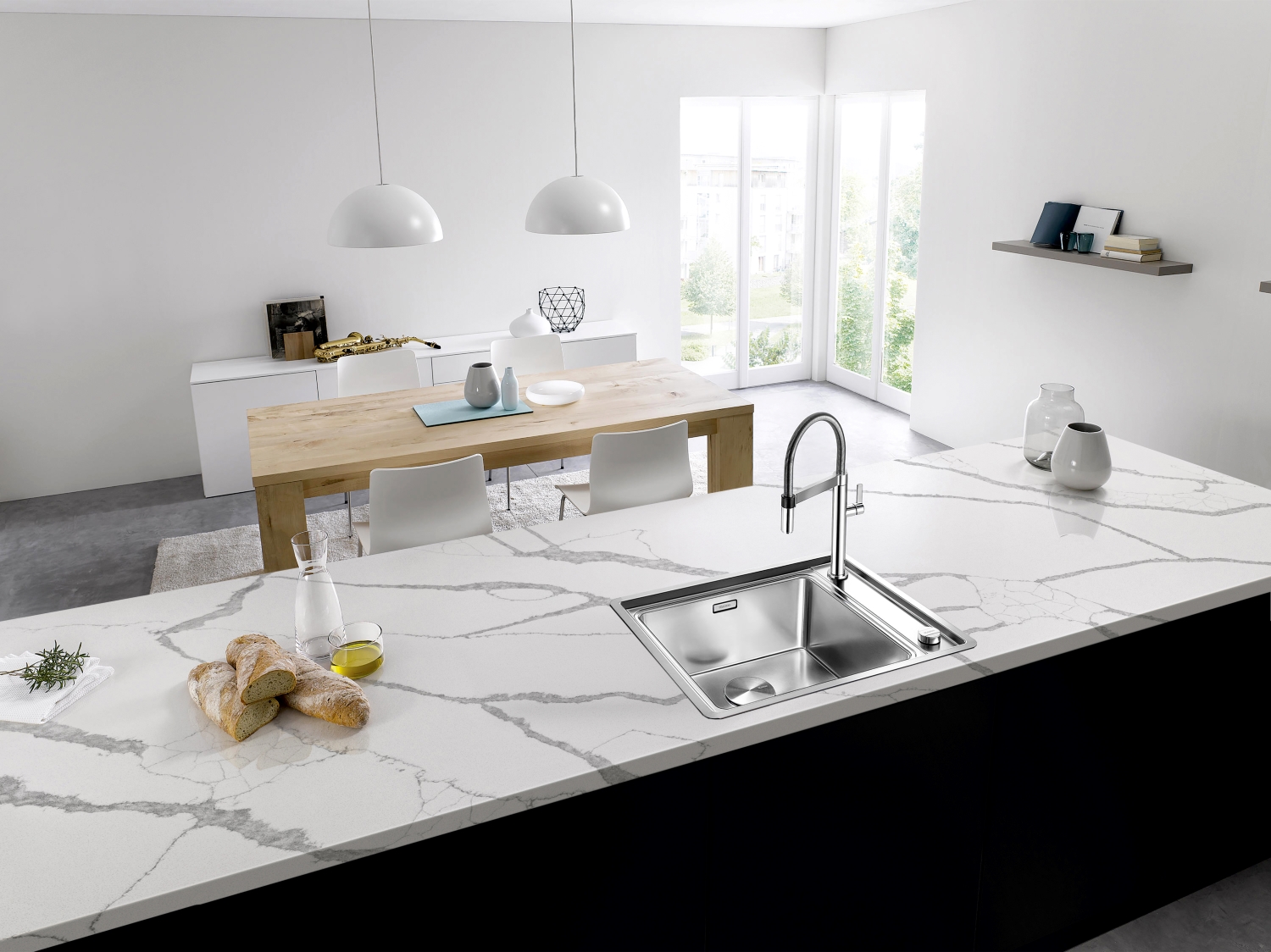 Camrola Everest Series Calacatta Bollichino Glossy Finish 3475 x 1975 mm Quartz Stone Slab_1