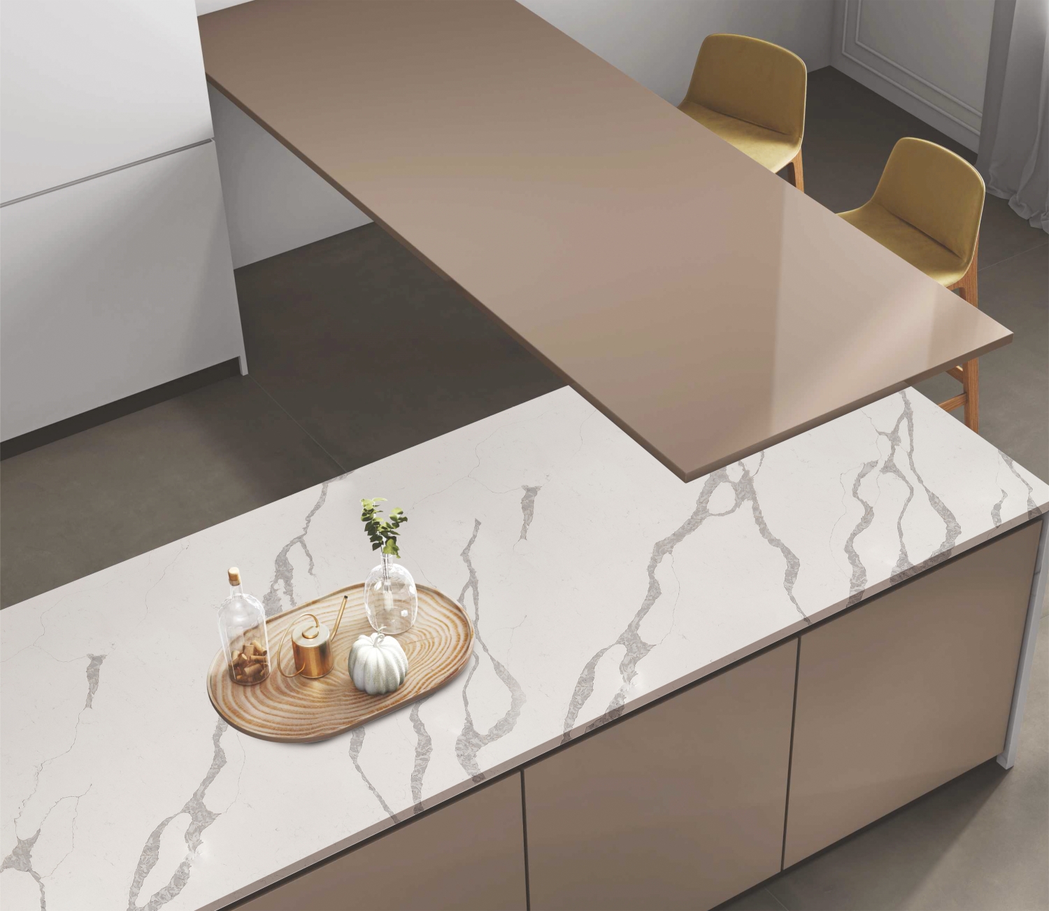 Camrola Himalayan Series Santigo Glossy Finish 3475 x 1975 mm Quartz Stone Slab_1