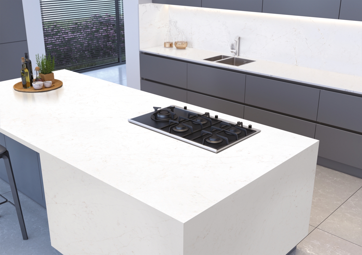 Camrola Himalayan Series Calacatta Raphael Gold Leather Finish 3475 x 1975 mm Quartz Stone Slab_1