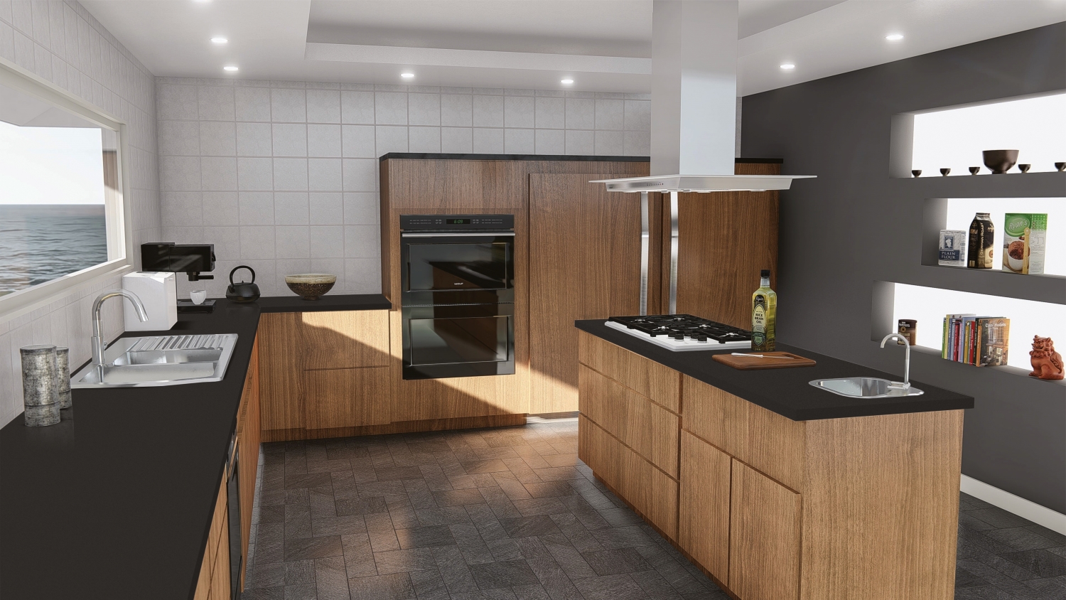 Camrola Himalayan Series Jet Black Glossy Finish 3475 x 1975 mm Quartz Stone Slab_1