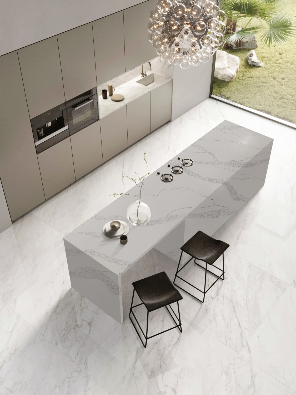 Camrola Himalayan Series Riverio Grey Matt Finish 3225 x 1625 mm Quartz Stone Slab_1