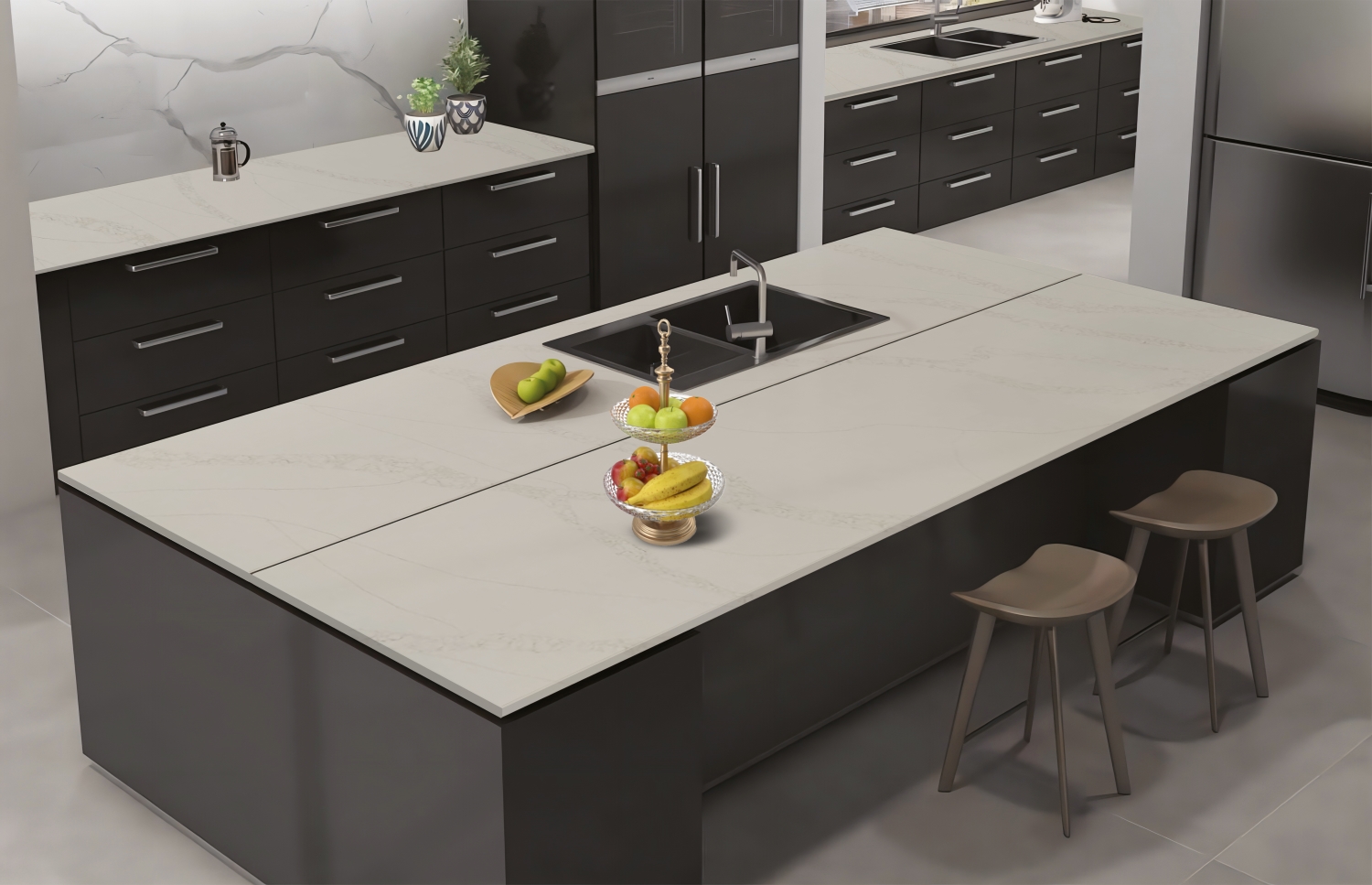 Camrola Himalayan Series Riverio Gold Leather Finish 3225 x 1625 mm Quartz Stone Slab_1