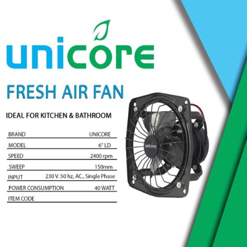 Unicore 6'' LIGHT DUTY 150 mm 3 Blades 40 W Exhaust Fans_2