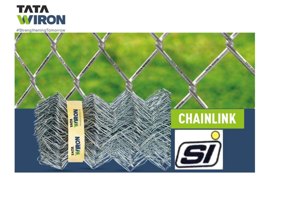 TATA WIRON 3 x 3 in Chain Link Fence 2.2 mm 5 ft 30.48 m Galvanized Steel_1