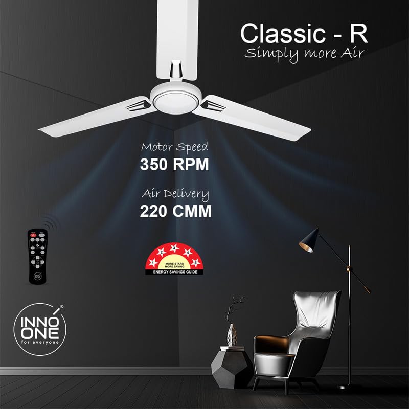 INNO ONE - For Everyone Classic Bullet CR01 1200 mm 3 Blades 28 W White Ceiling Fans_1
