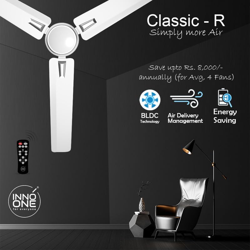 INNO ONE - For Everyone Classic Bullet CR01 1200 mm 3 Blades 28 W White Ceiling Fans_3