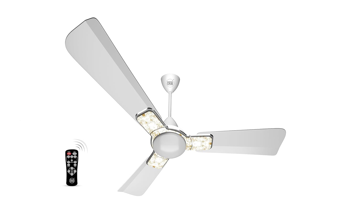 INNO ONE - For Everyone Elegant White Marble ER02 1200 mm 3 Blades 28 W White Ceiling Fans_2
