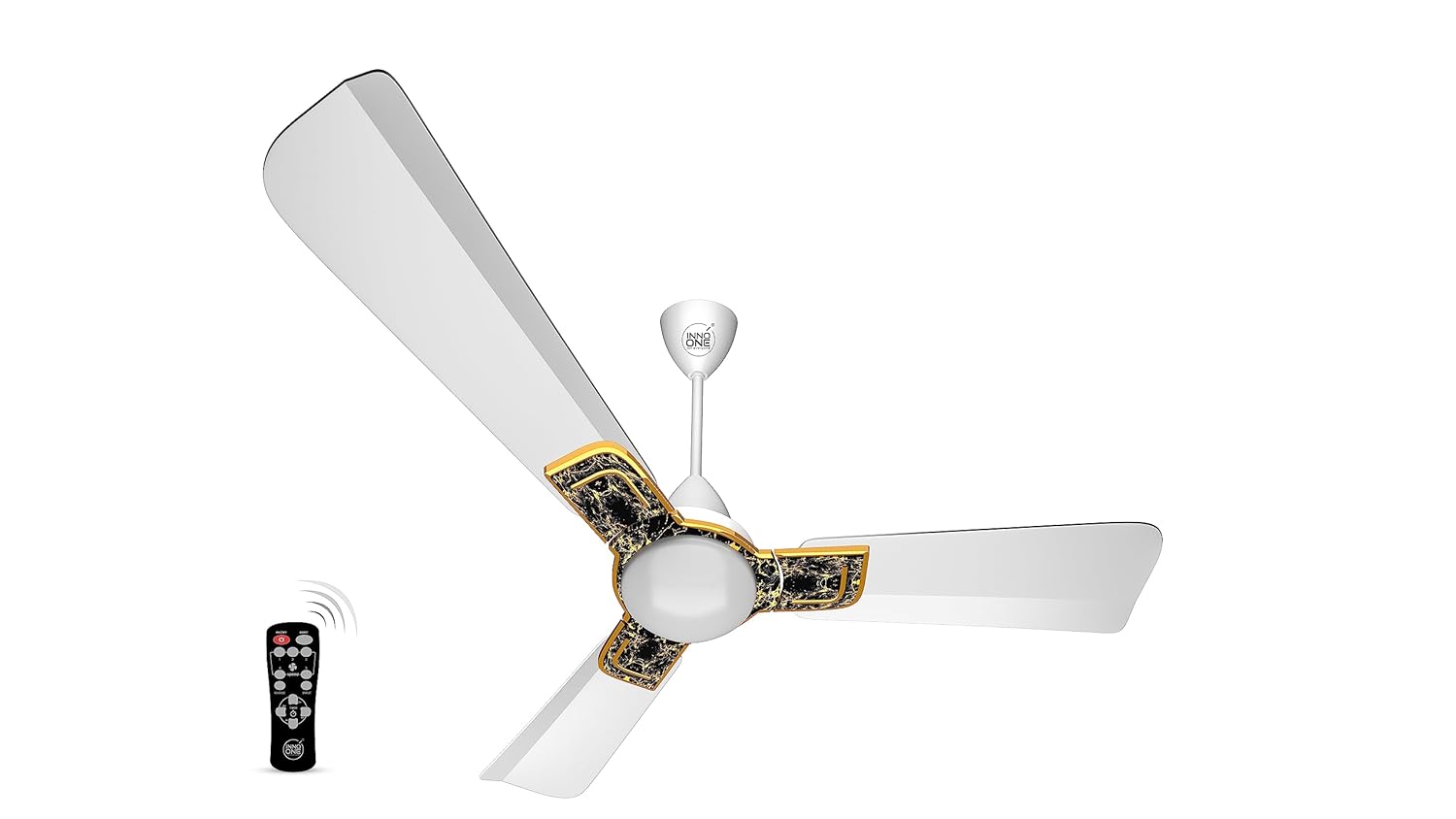 INNO ONE - For Everyone Elegant Black Granite ER01 1200 mm 3 Blades 28 W White Ceiling Fans_1