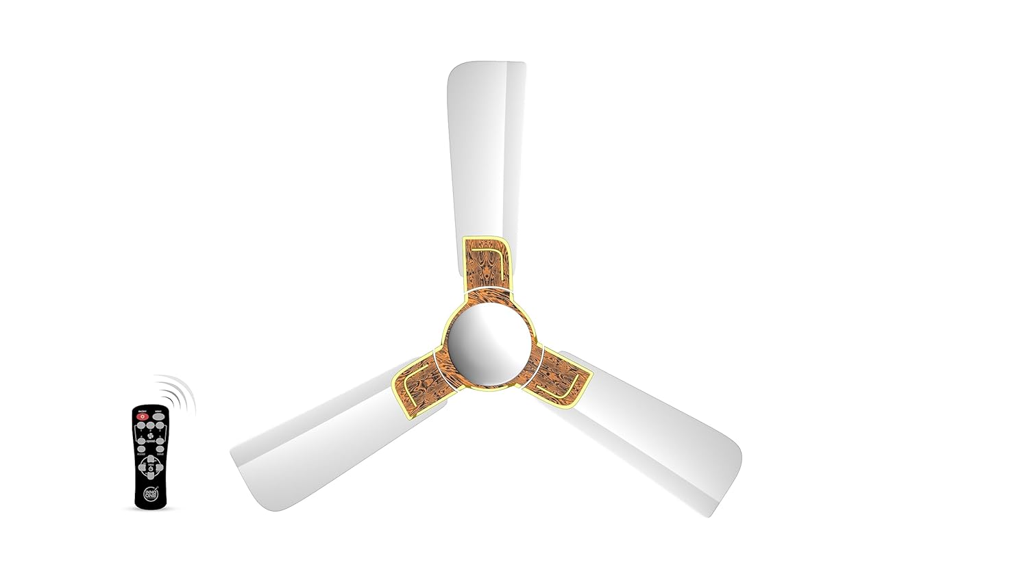 INNO ONE - For Everyone Elegant Golden Wood ER03 1200 mm 3 Blades 28 W White Ceiling Fans_3