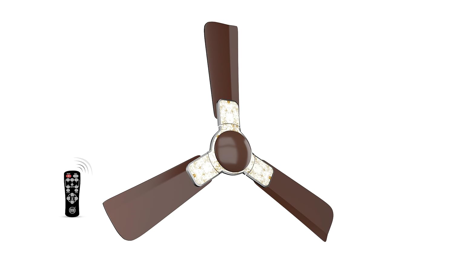 INNO ONE - For Everyone Elegant White Marble ER02 1200 mm 3 Blades 28 W Brown Ceiling Fans_4