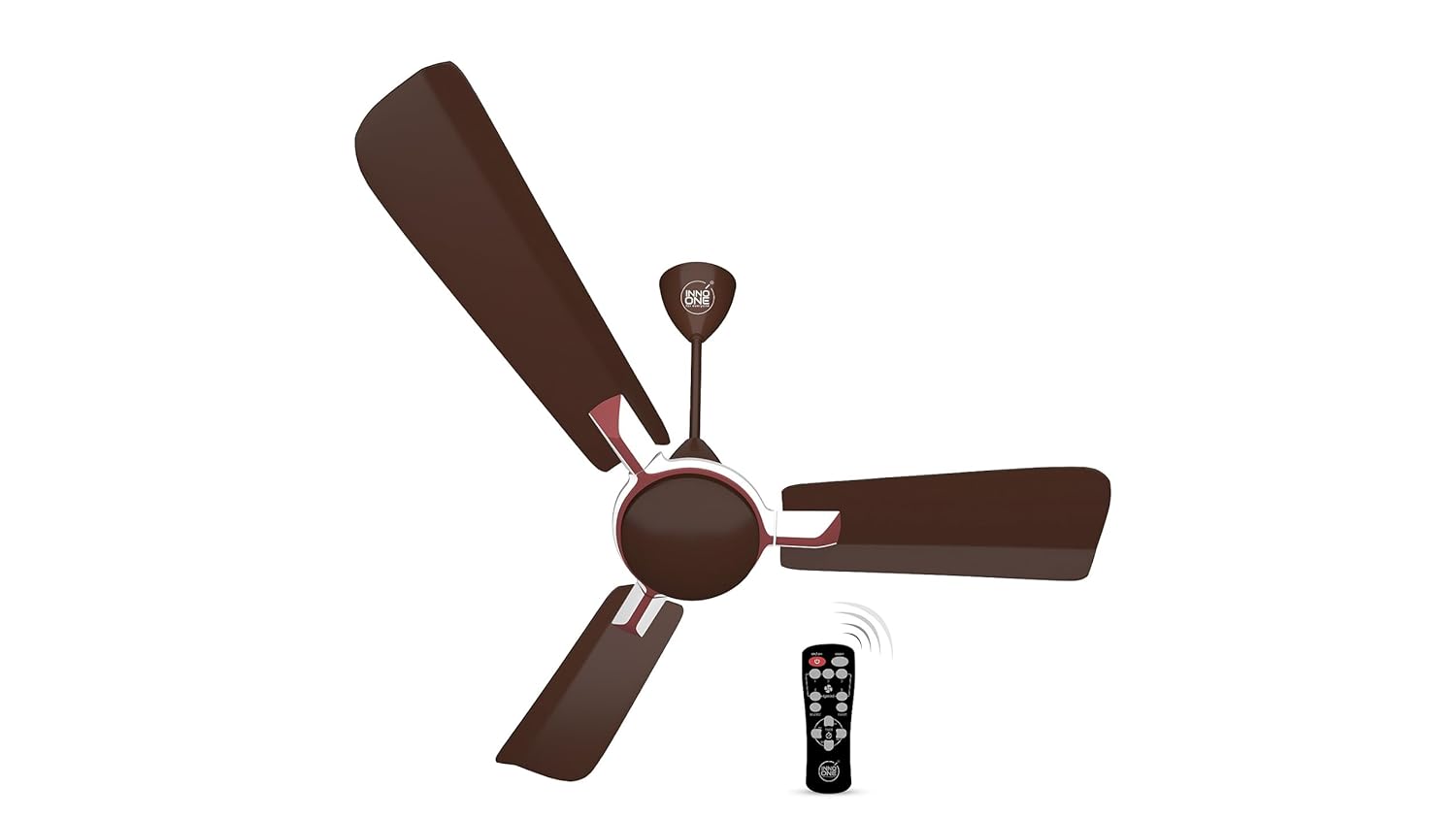 INNO ONE - For Everyone Elegant White Brownie ER07 1200 mm 3 Blades 28 W Brown Ceiling Fans_2