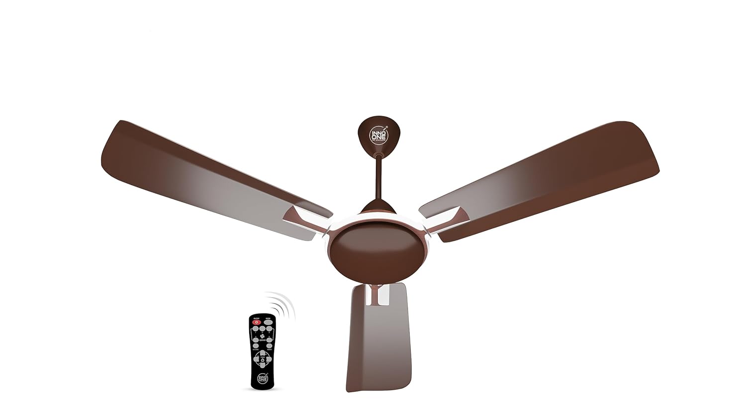 INNO ONE - For Everyone Elegant White Brownie ER07 1200 mm 3 Blades 28 W Brown Ceiling Fans_3