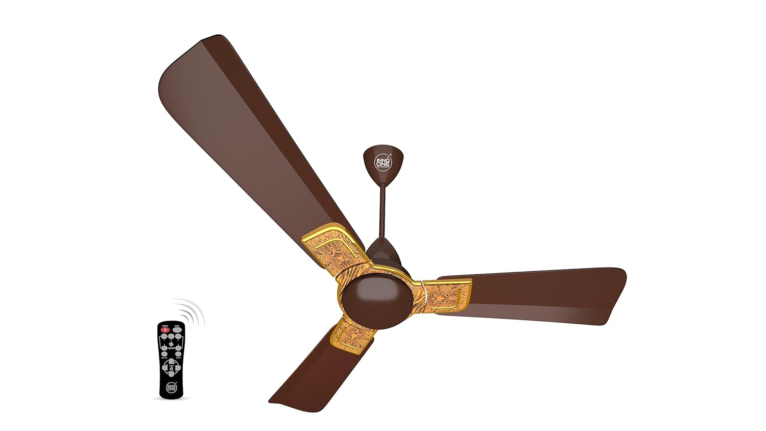 INNO ONE - For Everyone Elegant Golden Wood ER03 1200 mm 3 Blades 28 W Brown Ceiling Fans_1