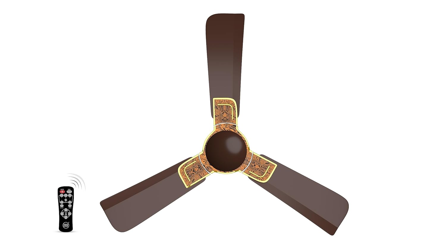 INNO ONE - For Everyone Elegant Golden Wood ER03 1200 mm 3 Blades 28 W Brown Ceiling Fans_3