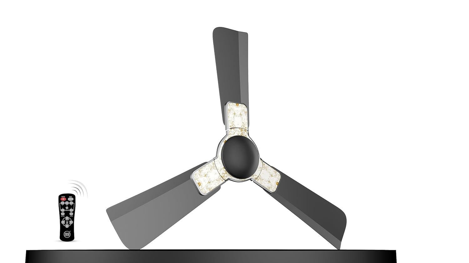 INNO ONE - For Everyone Elegant White Marble ER02 1200 mm 3 Blades 28 W Black Ceiling Fans_1
