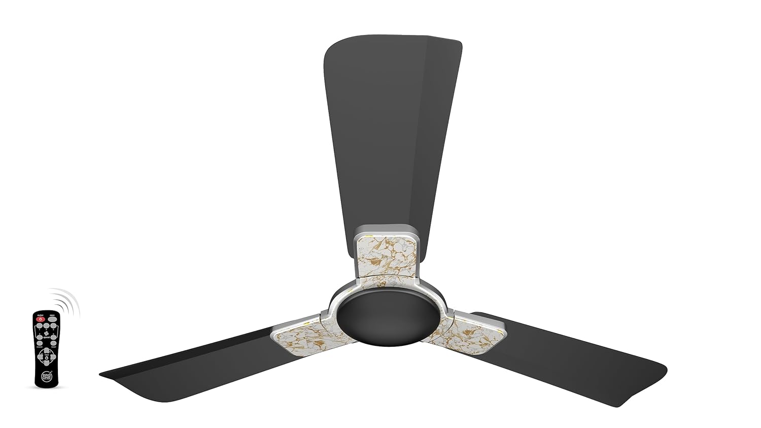INNO ONE - For Everyone Elegant White Marble ER02 1200 mm 3 Blades 28 W Black Ceiling Fans_3