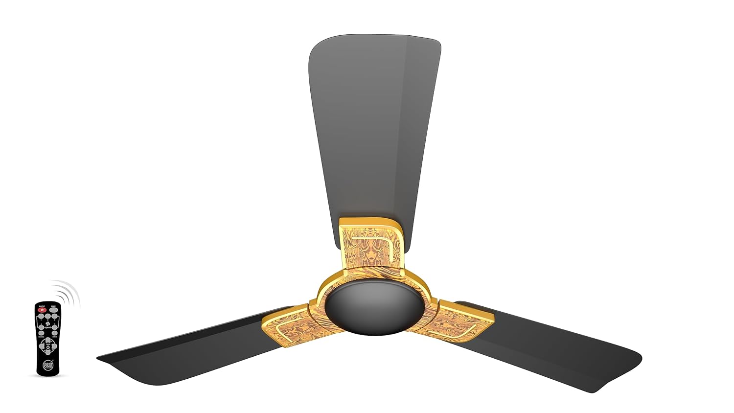 INNO ONE - For Everyone Elegant Golden Wood ER03 1200 mm 3 Blades 28 W Black Ceiling Fans_2