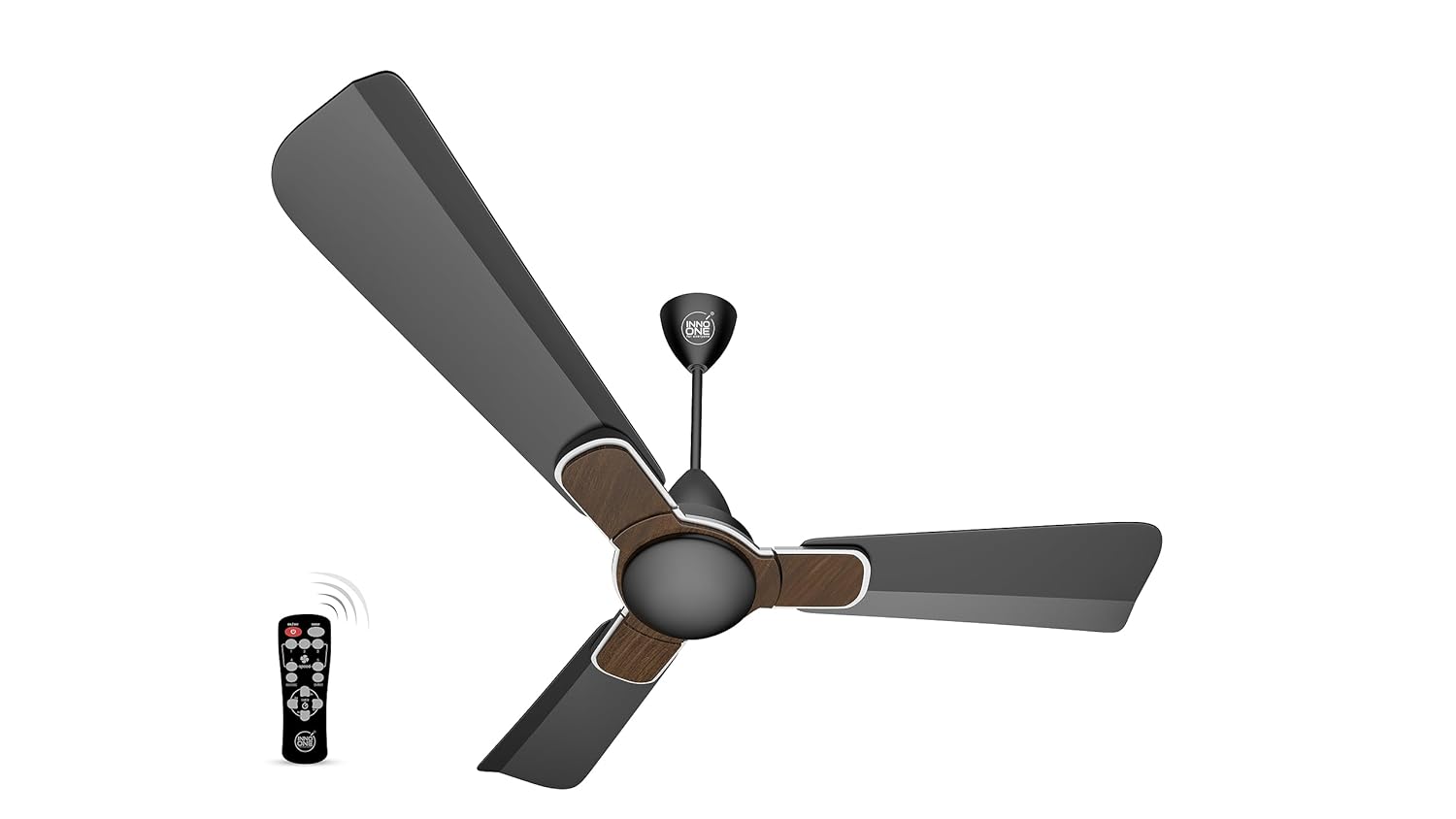 INNO ONE - For Everyone Elegant Wood Pattern ER05 1200 mm 3 Blades 28 W Black Ceiling Fans_1