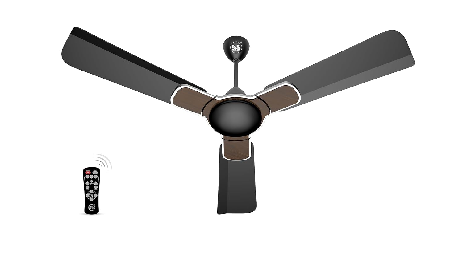 INNO ONE - For Everyone Elegant Wood Pattern ER05 1200 mm 3 Blades 28 W Black Ceiling Fans_2