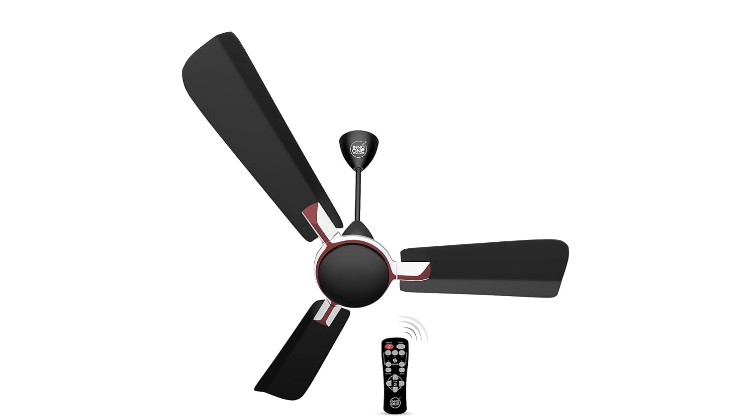 INNO ONE - For Everyone Elegant White Brownie ER07 1200 mm 3 Blades 28 W Black Ceiling Fans_3