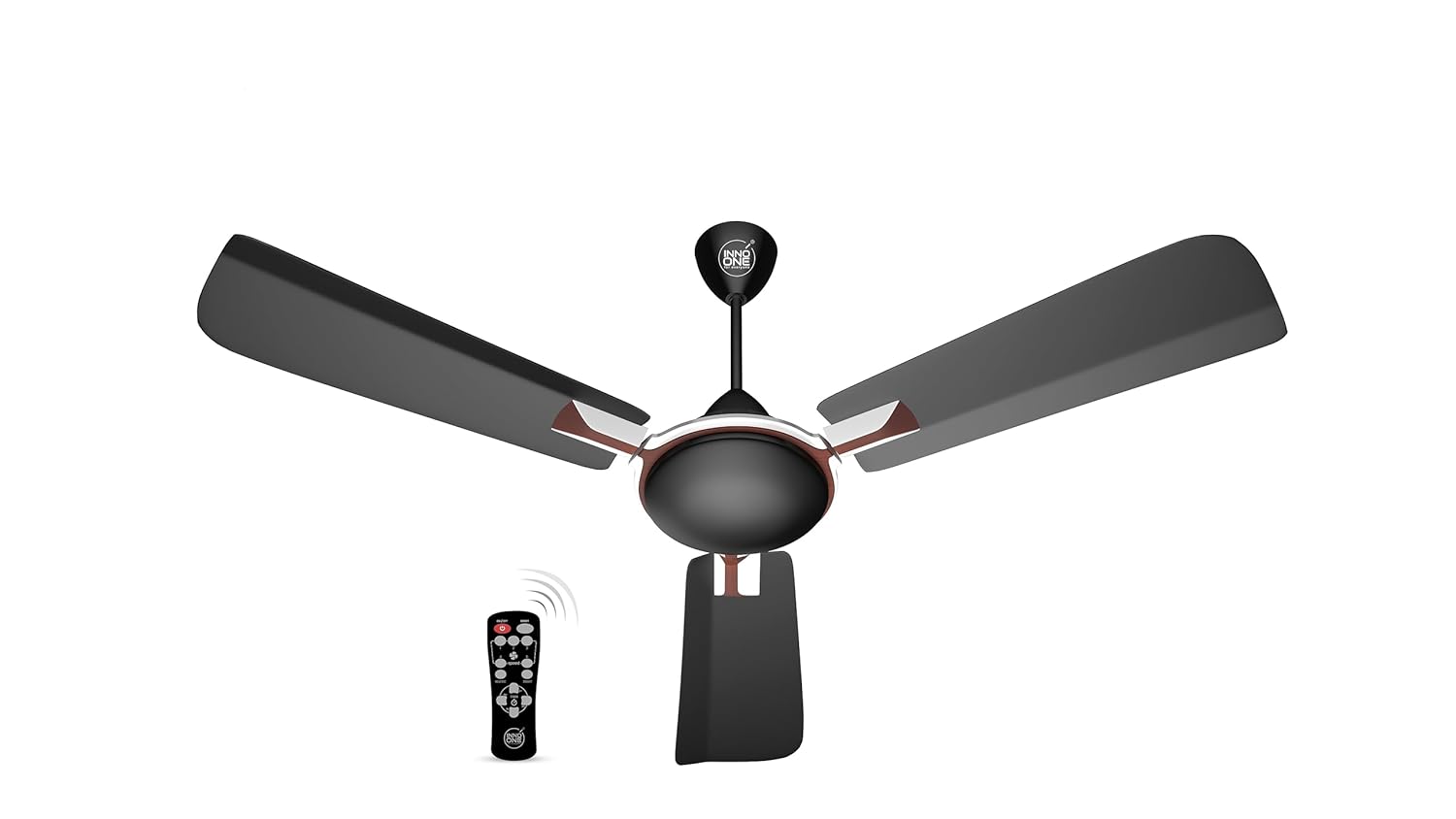 INNO ONE - For Everyone Elegant White Brownie ER07 1200 mm 3 Blades 28 W Black Ceiling Fans_4