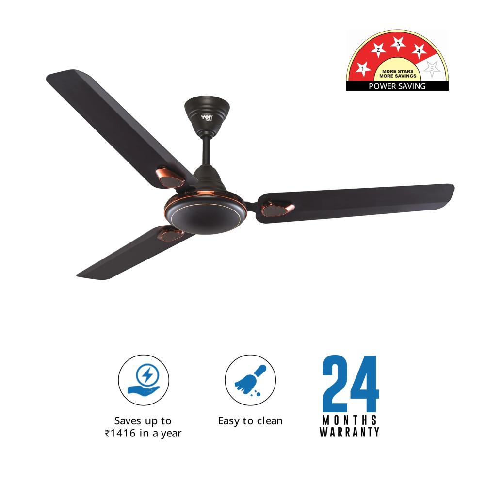 Yon Standard 1200 mm 3 Blades 38 W Dark Raisin Ceiling Fans_1