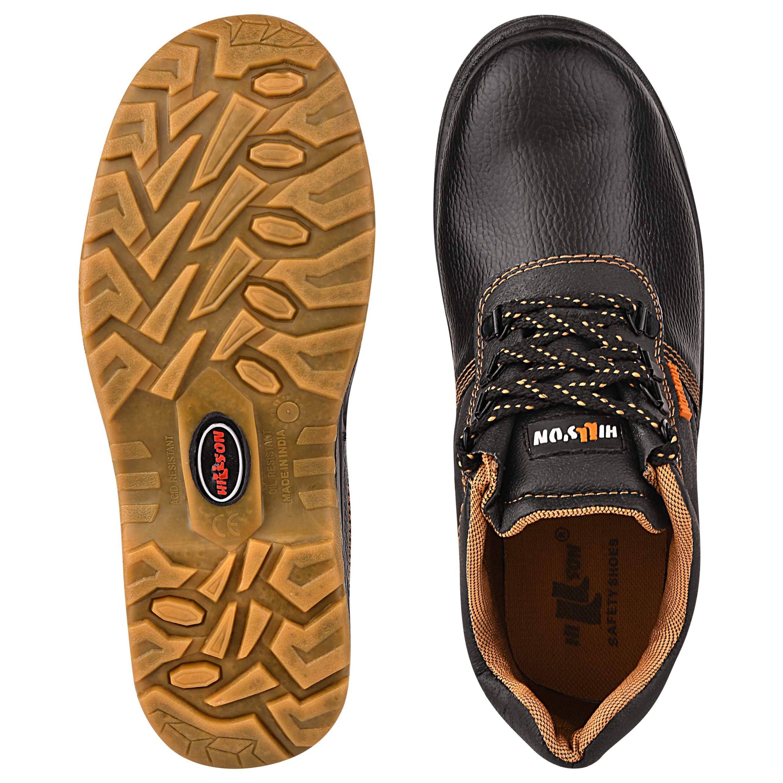 Hillson Workout Synthetic Leather Steel Toe Safety Shoes Black_1