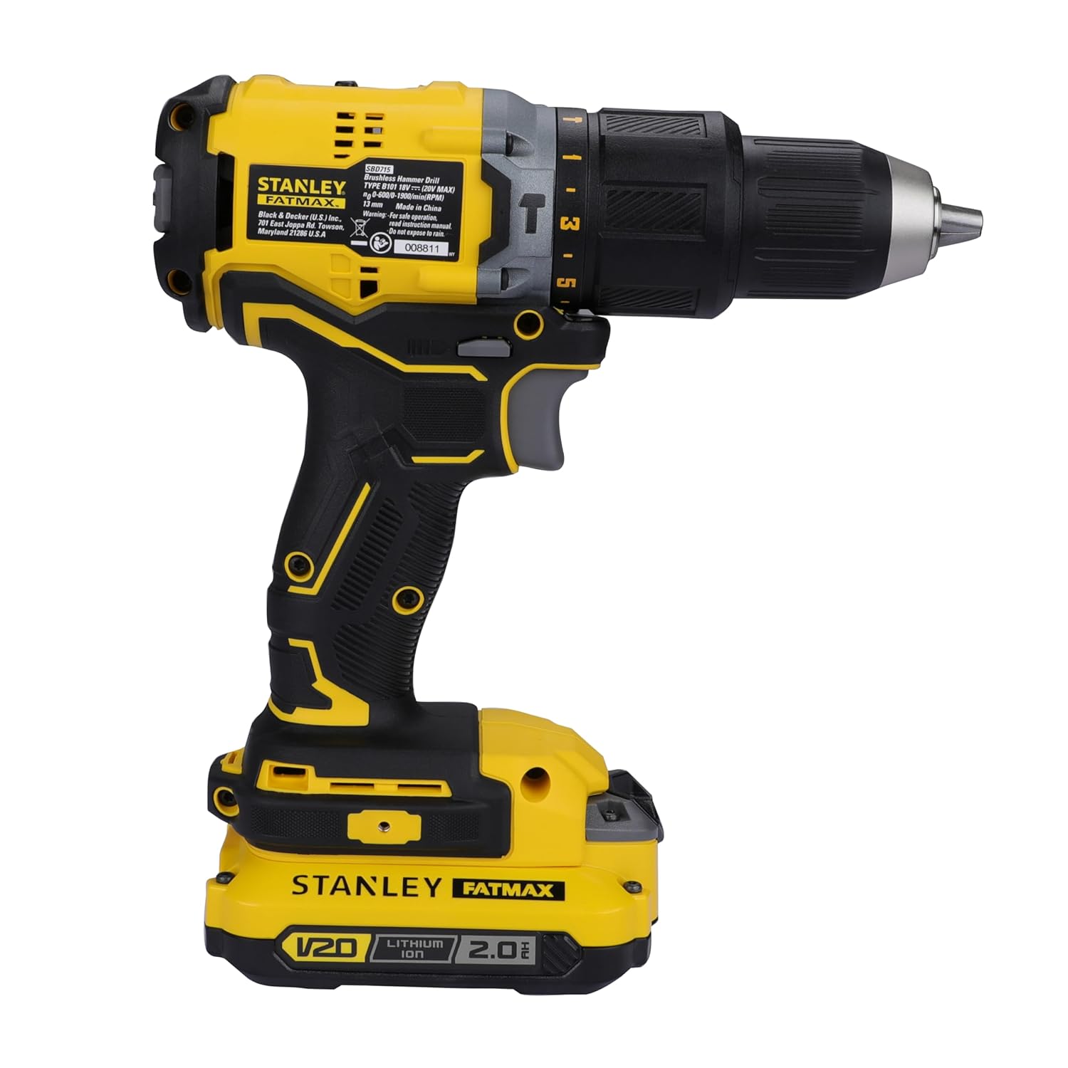 STANLEY 13 mm Cordless Rotary Hammer Drill SBD715D2K 20 V_1