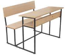 Wooden and Mild Steel 2 Seater Student Bench Desk_0