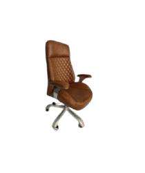 Dipak Revolving Brown 985 x 635 x 605 mm Steel and Leather Office Chairs_0
