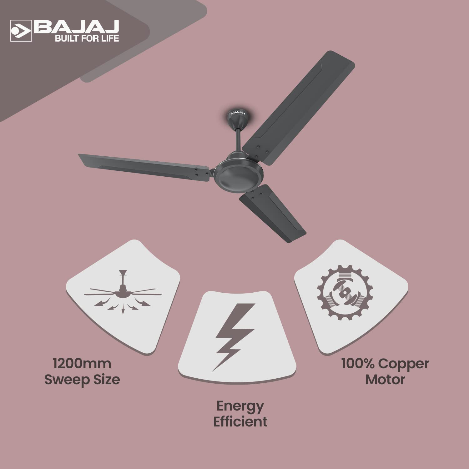 Bajaj Classico 12S1 1200 mm 3 Blades 52 W Coal Mine Grey Ceiling Fans_2