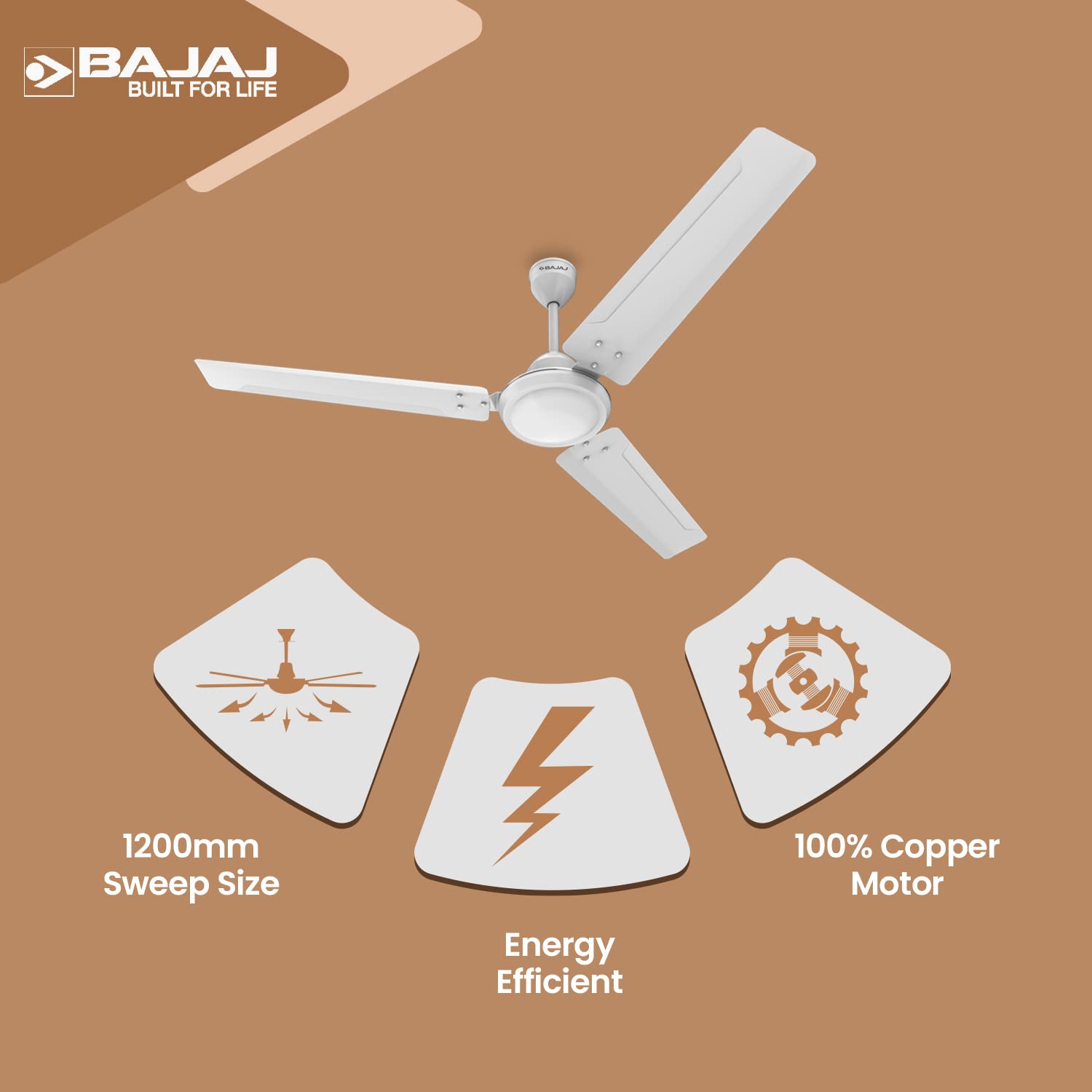 Bajaj Classico 12S1 1200 mm 3 Blades 52 W Glossy White Ceiling Fans_1