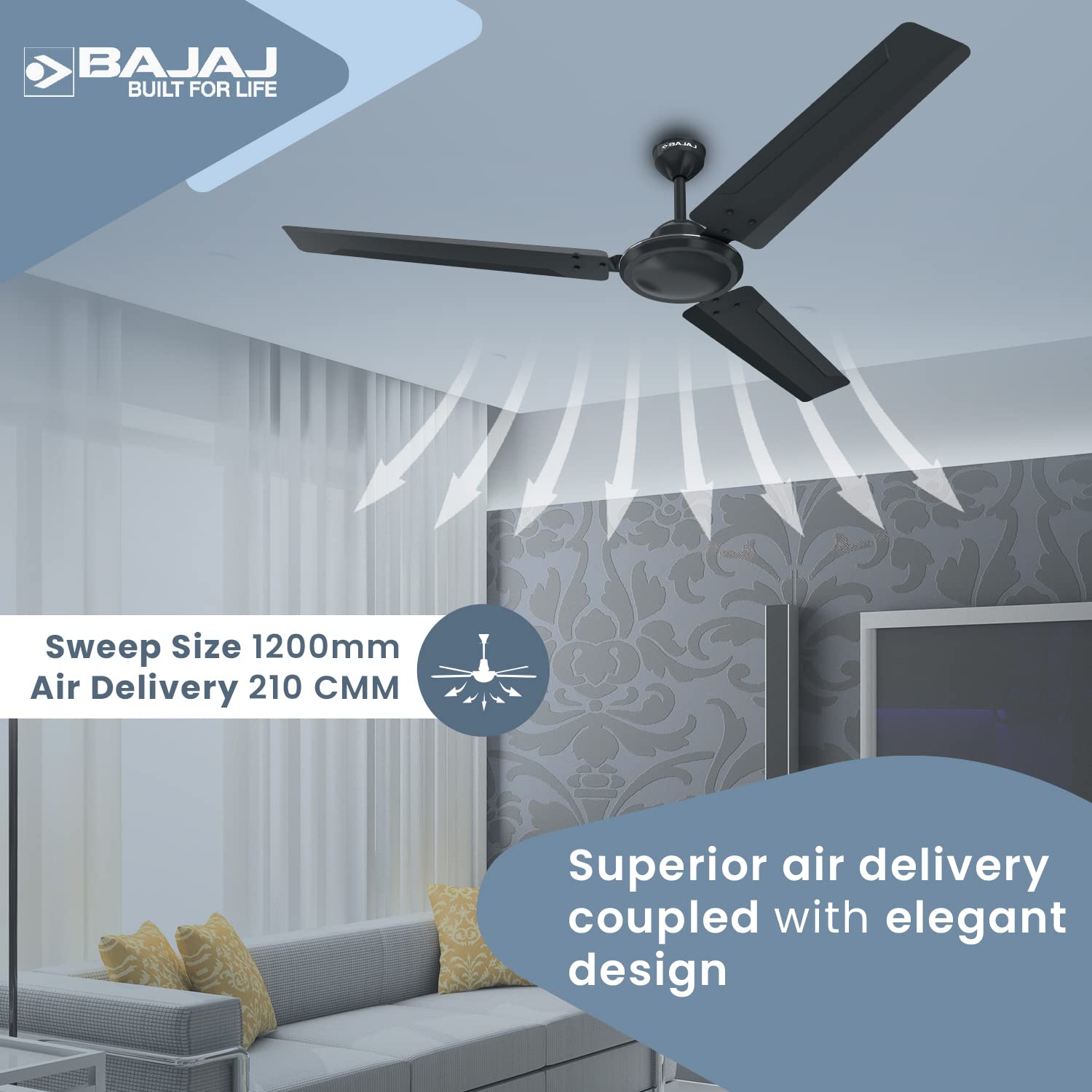 Bajaj Durato 12S1 1200 mm 3 Blades 52 W Coal Mine Grey Ceiling Fans_2