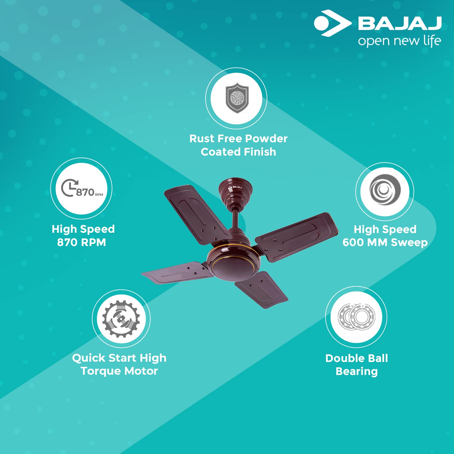 Bajaj Maxima 600 mm 4 Blades 66 W Bianco Ceiling Fans_1