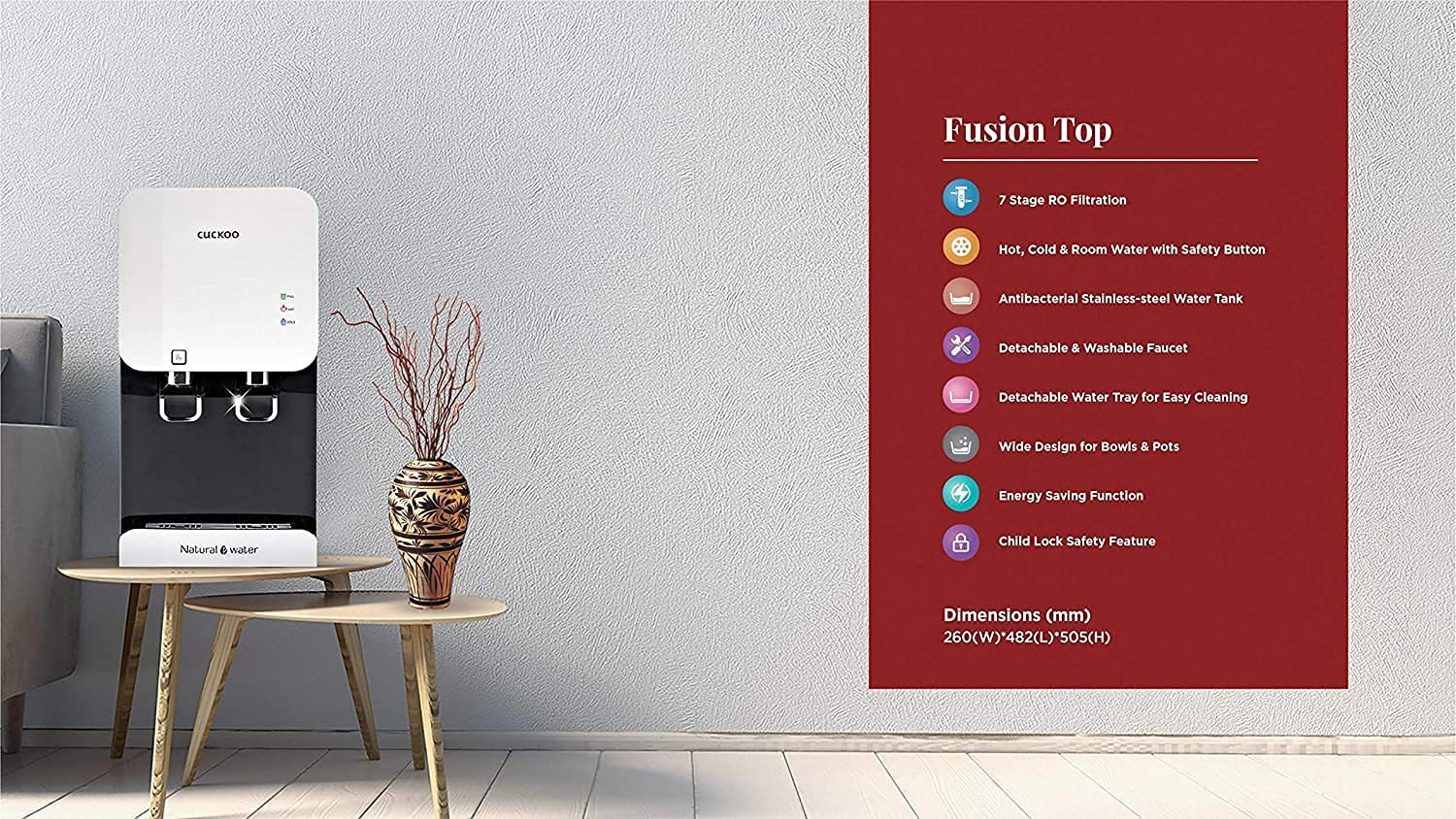 CUCKOO Fusion Top CP-FR601HW RO Alkaline 5.2 L Water Purifier_4